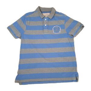​Ditch Plains Mens Polo Shirt XL Blue Gray Striped Cotton Short Sleeve Surf...